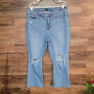 J Crew Jeans Size 35 Mid Rise Flare Crop Medium Light Wash Denim Western